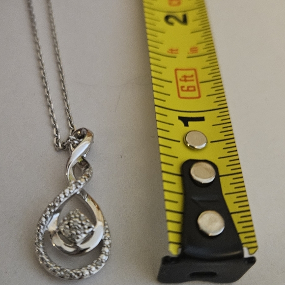 Sterling Silver Diamond Pendant Infinity Necklace - Picture 6 of 7